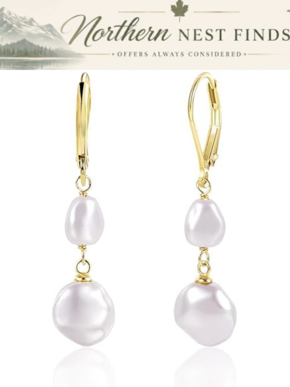 14K Gold Pearl Drop Earrings Dainty Long Tassel Dangle Bridal Wedding